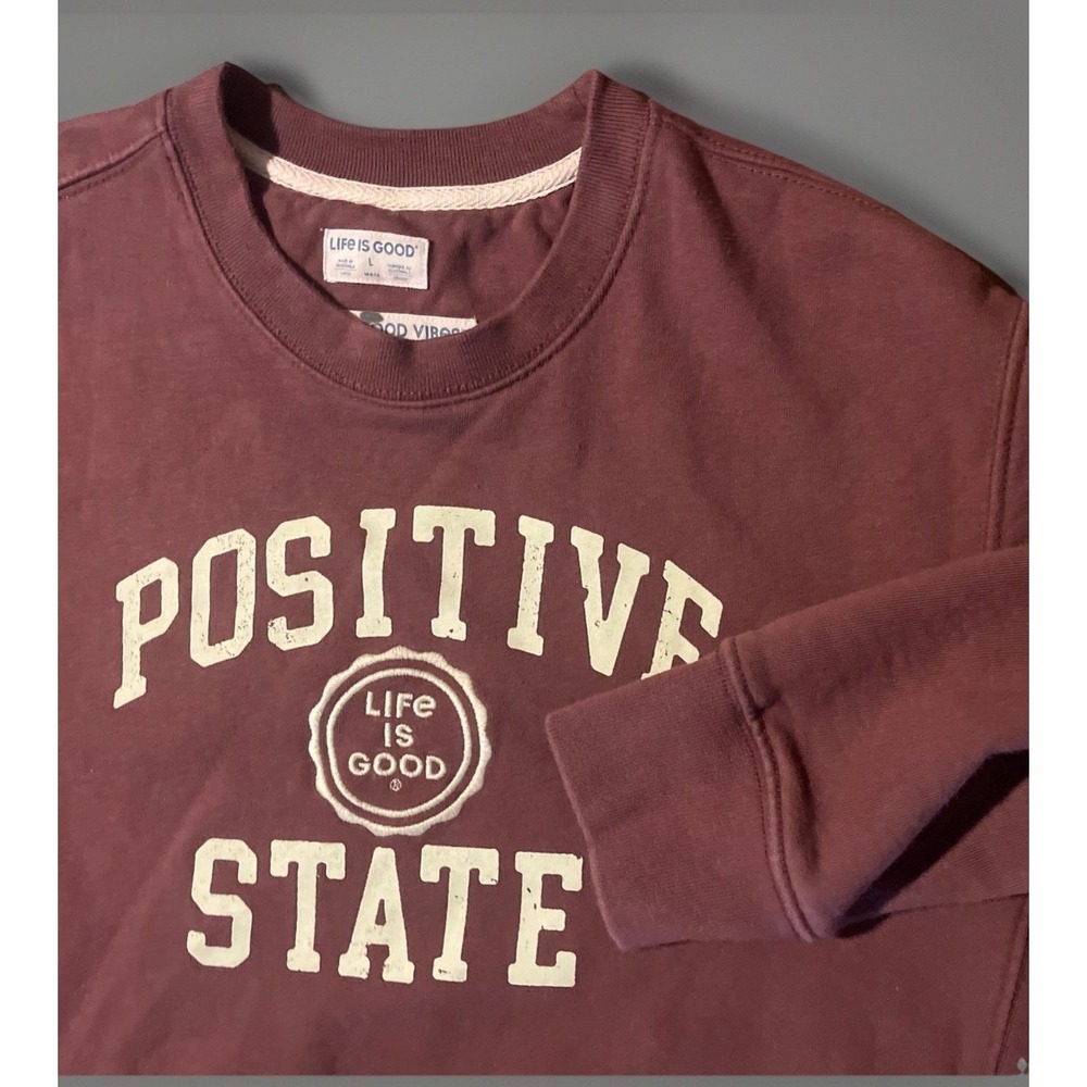 Life Is Good Positive State Men's  Maroon Pull Over  Sweater- Large
